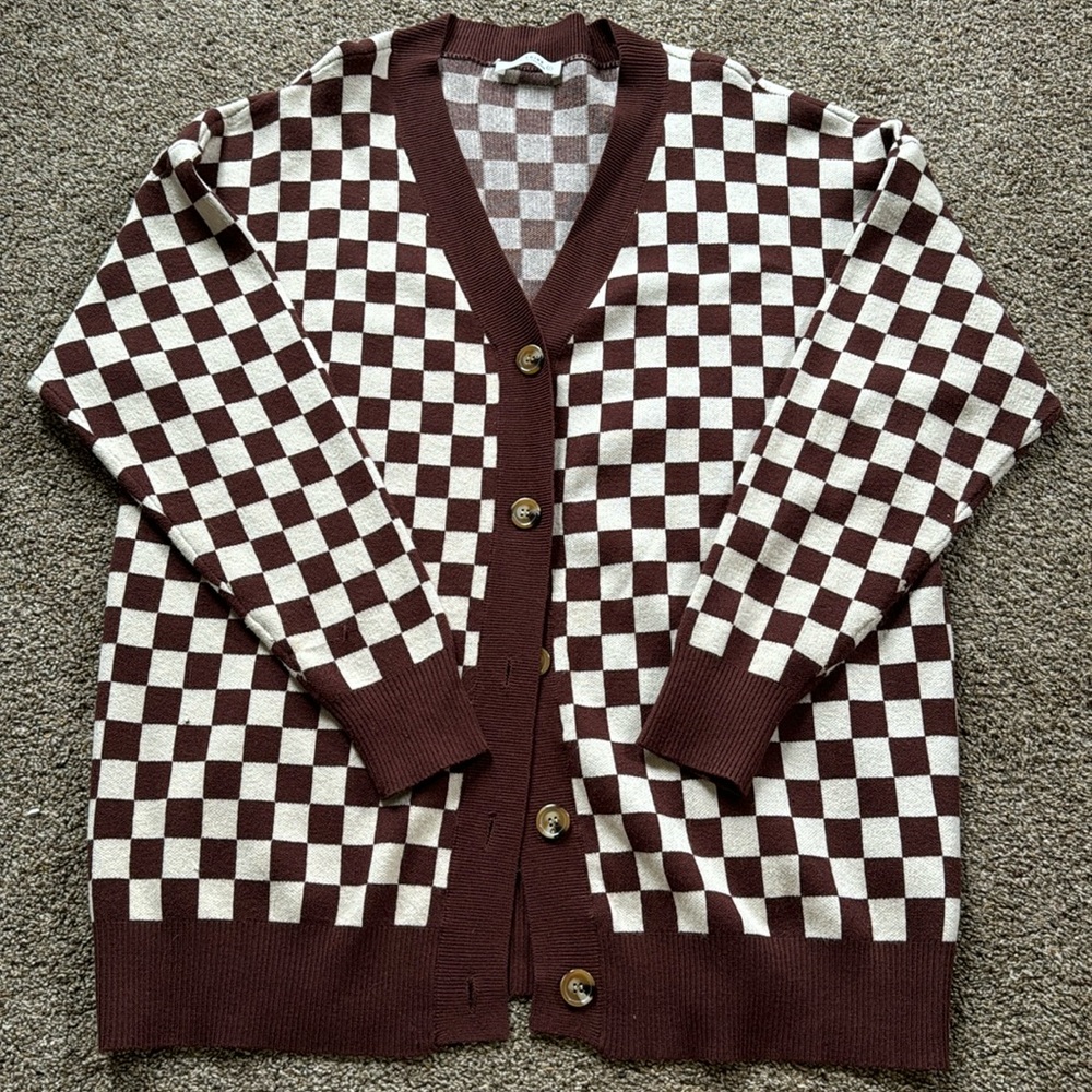 12th tribe checkered cardigan